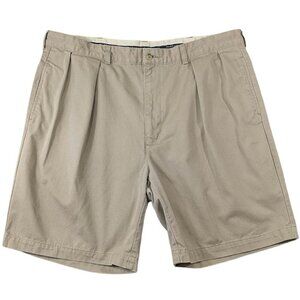Polo Ralph Lauren Chino Shorts Mens 40 Khaki Beige Pleated High Rise Pockets